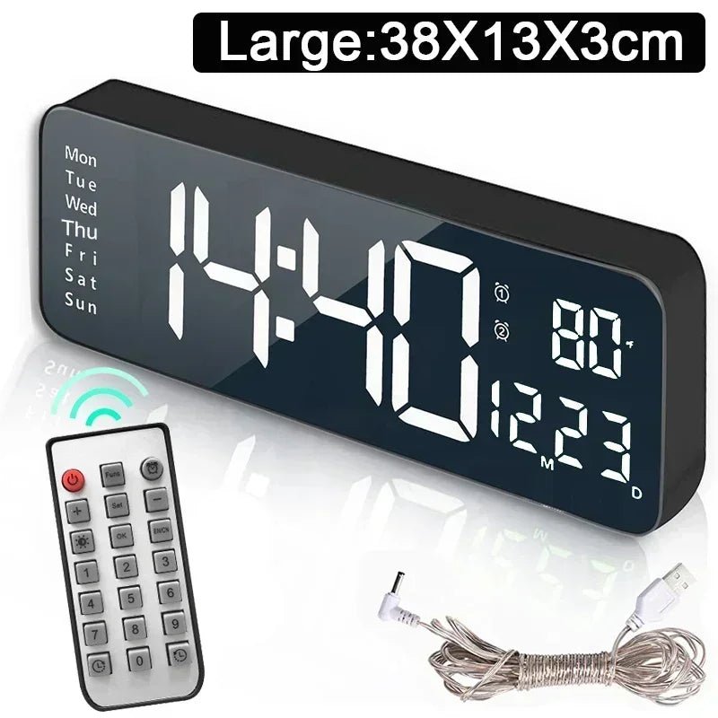 Horloge Murale Électronique LED Minimaliste Avec Thermomètre Et Alarme - ZenBois