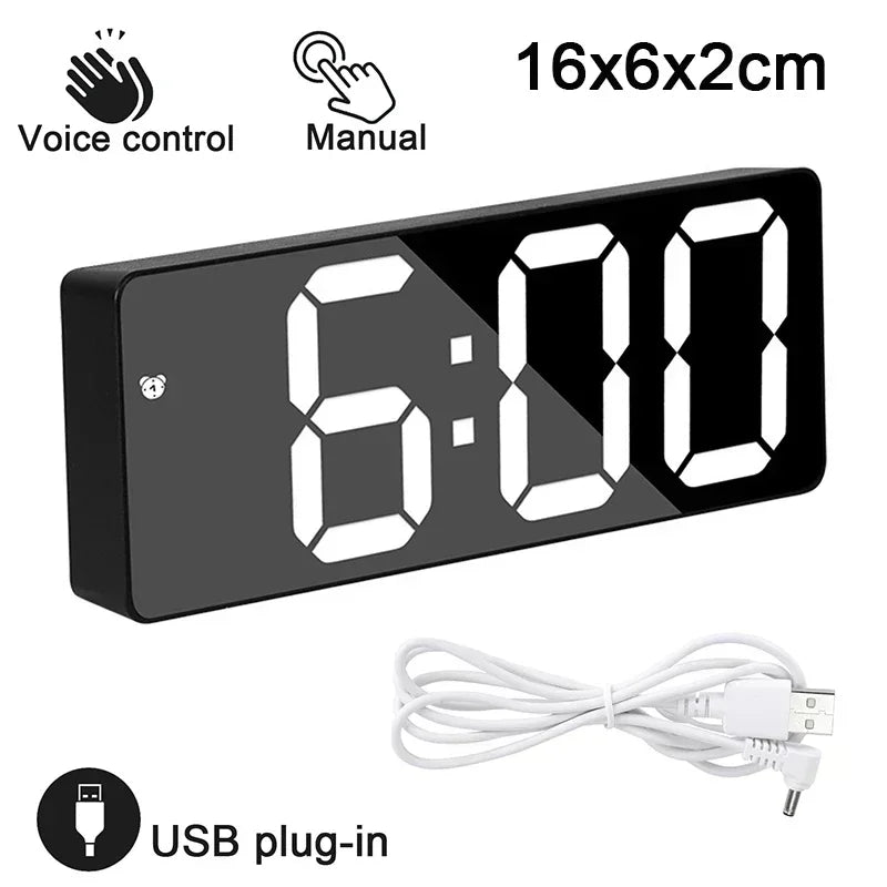 Horloge Murale Électronique LED Minimaliste Avec Thermomètre Et Alarme - ZenBois
