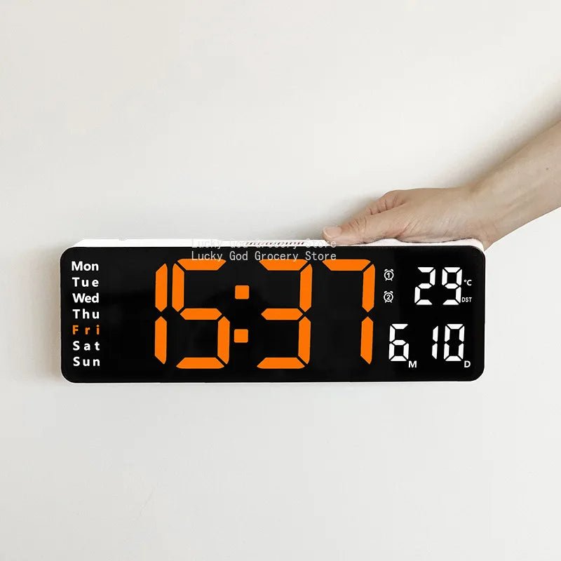 Horloge Murale Électronique LED Minimaliste Avec Thermomètre Et Alarme - ZenBois