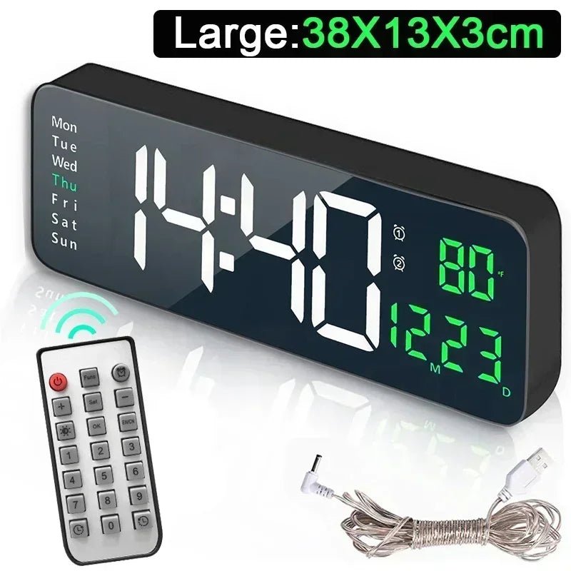 Horloge Murale Électronique LED Minimaliste Avec Thermomètre Et Alarme - ZenBois