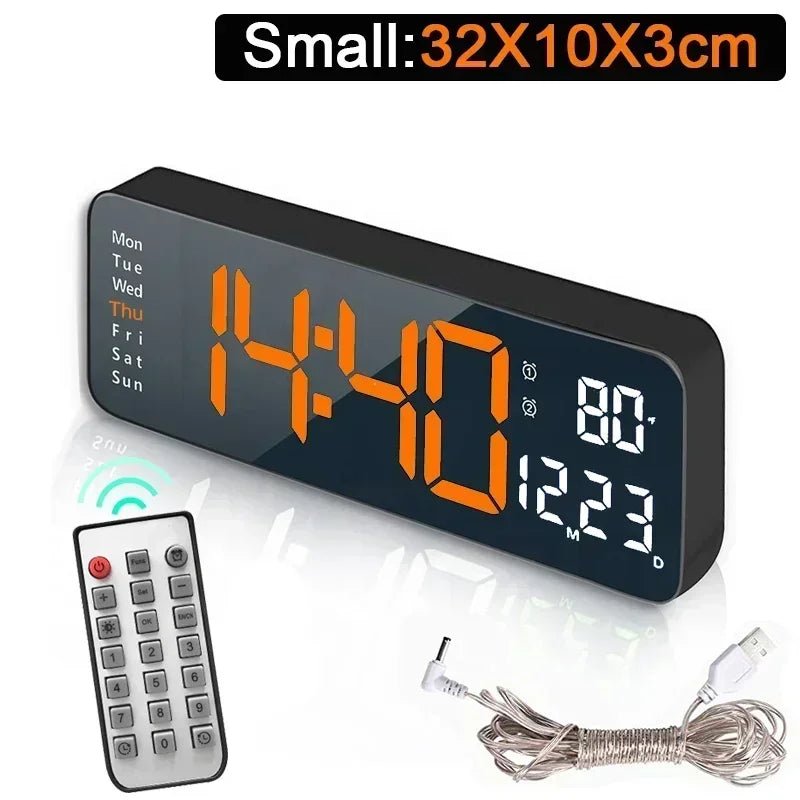 Horloge Murale Électronique LED Minimaliste Avec Thermomètre Et Alarme - ZenBois