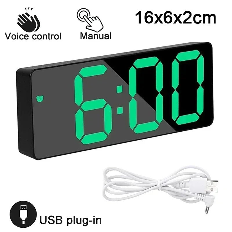 Horloge Murale Électronique LED Minimaliste Avec Thermomètre Et Alarme - ZenBois