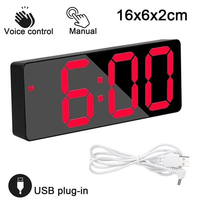 Horloge Murale Électronique LED Minimaliste Avec Thermomètre Et Alarme - ZenBois