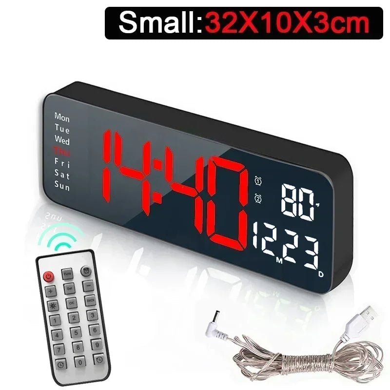 Horloge Murale Électronique LED Minimaliste Avec Thermomètre Et Alarme - ZenBois