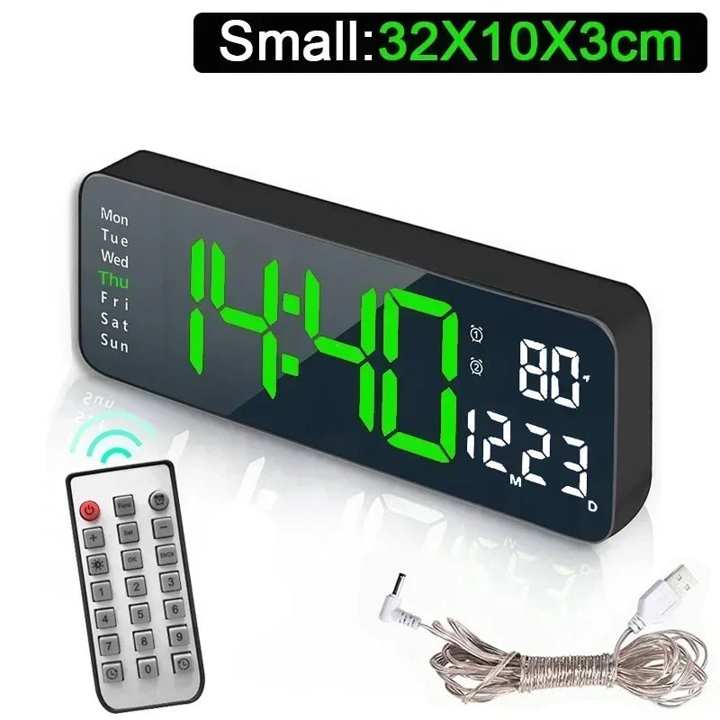 Horloge Murale Électronique LED Minimaliste Avec Thermomètre Et Alarme - ZenBois