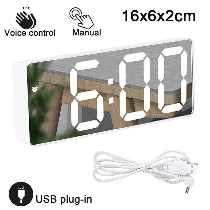 Horloge Murale Électronique LED Minimaliste Avec Thermomètre Et Alarme - ZenBois